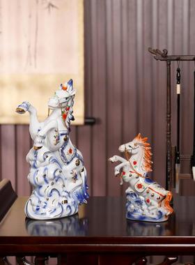 陶瓷大号马摆件招财办公室客厅家居装饰品白瓷工艺品马到成功摆设
