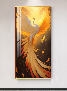 金色火凤凰装饰画浴火重生寓意好四大神兽朱雀画凤凰呈祥玄关挂画