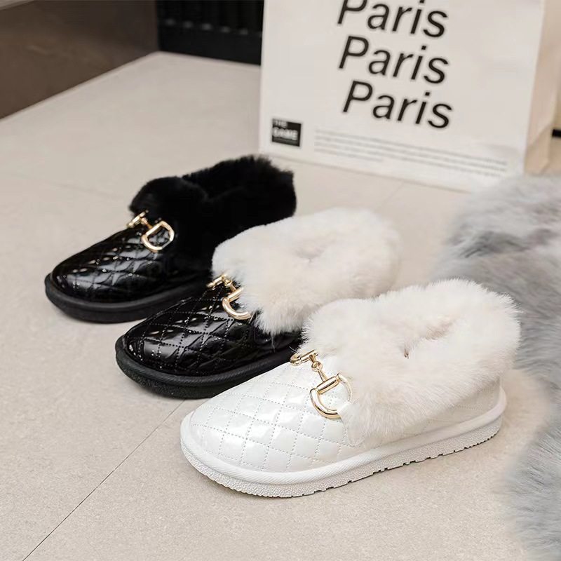 2024年冬季新款豆豆鞋毛毛棉鞋女韩版外穿平底保暖鞋一脚蹬孕妇鞋,淘宝优惠券,粉丝福利购,淘宝优惠卷