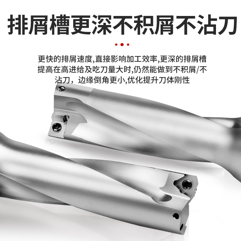 U钻刀杆暴力钻加长刀柄WC片深孔SP车床用数控喷水快速中定心钻头 - 图1