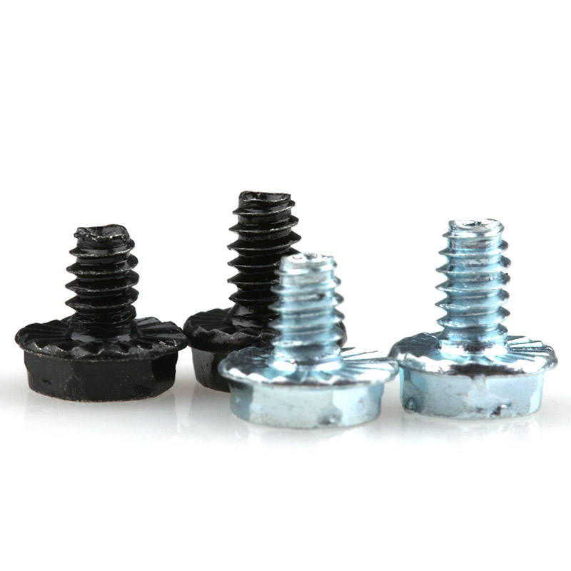 Computer case screws with outer hexagonal pads