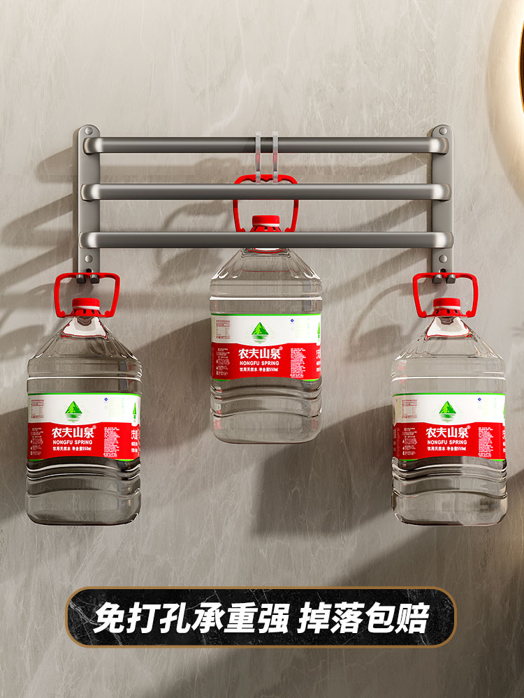 枪灰毛巾架免打孔卫生间壁挂式浴室阶梯毛巾挂杆洗手间厕所置物架 - 图3