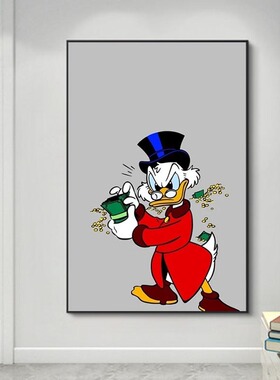 Graffiti Art Disney Donald Duck and Money Canvas Painting St