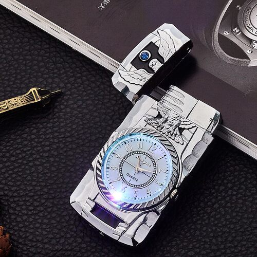 Colorful light watch inflatable lighter metal windproof打火 - 图1