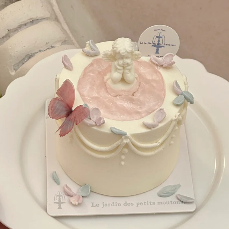 七夕情人节丘比特天使蛋糕装饰摆件唯美薄纱蝴蝶女神生日插件装扮