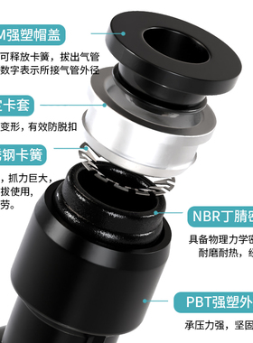 气管快速接头三通T型PE变径PEG气动快插接Y型PY气路连接件4/6/8mm