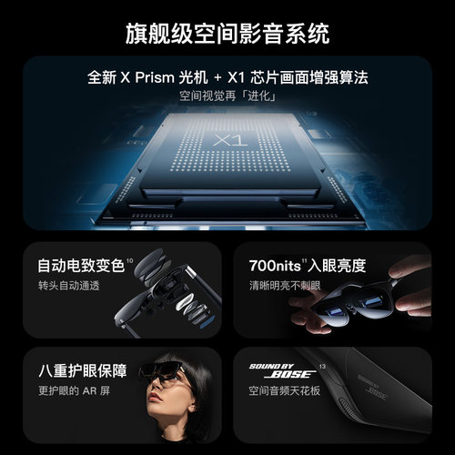XREAL One Pro智能AR眼镜 原生3DoF空间悬停 X Prism新一代光机 智能眼镜 便携眼镜 巨幕影院 非VRAi眼镜 - 图1