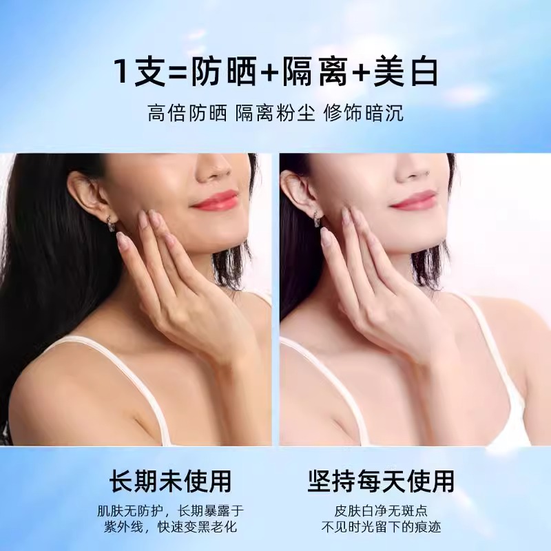 安热沙小白管防晒霜女面部隔离防晒二合一安耐晒官方美白官方正品 - 图0
