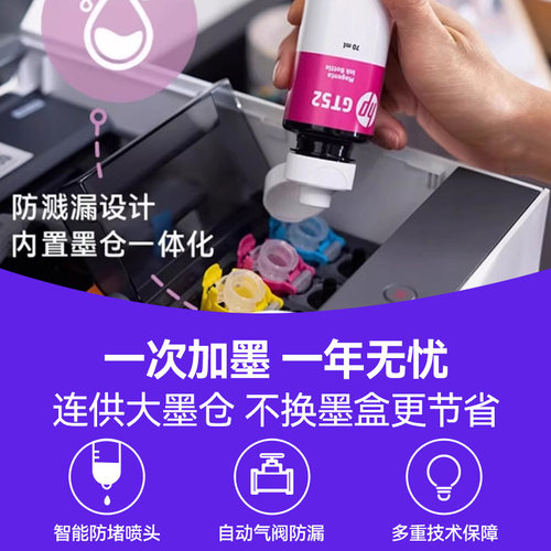 惠普Tank672彩色自动双面打印机家用小型办公专用复印扫描一体机学生无线可连手机连供墨仓式照片政府补贴 - 图1