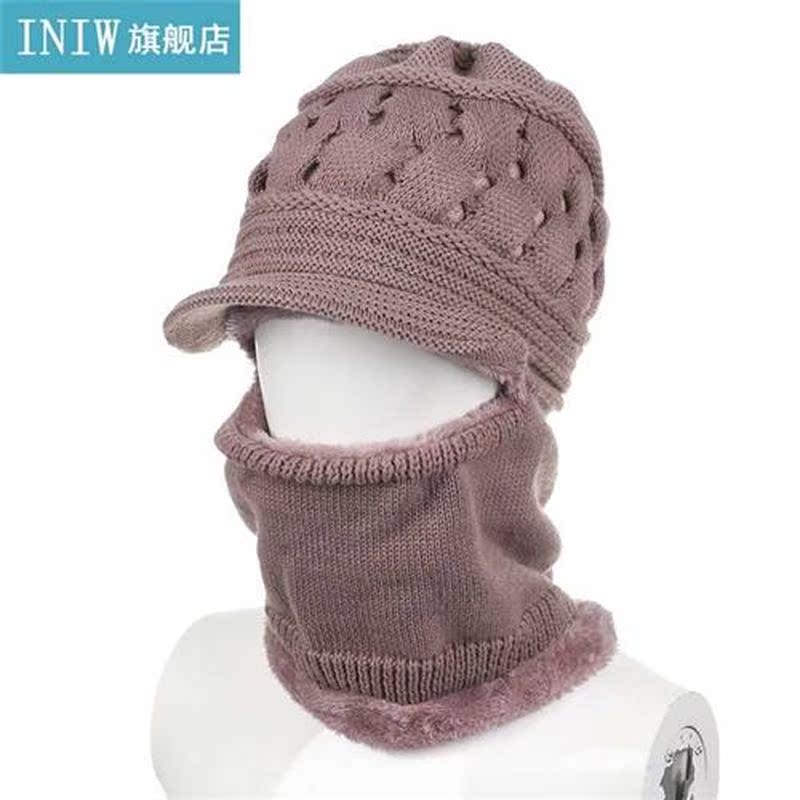 Winter Women Woolen Scarf Cap Plus Thickening Warm Windproof - 图0