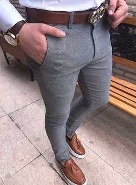 Men's Slim Business Formal Pants Slim Fits C