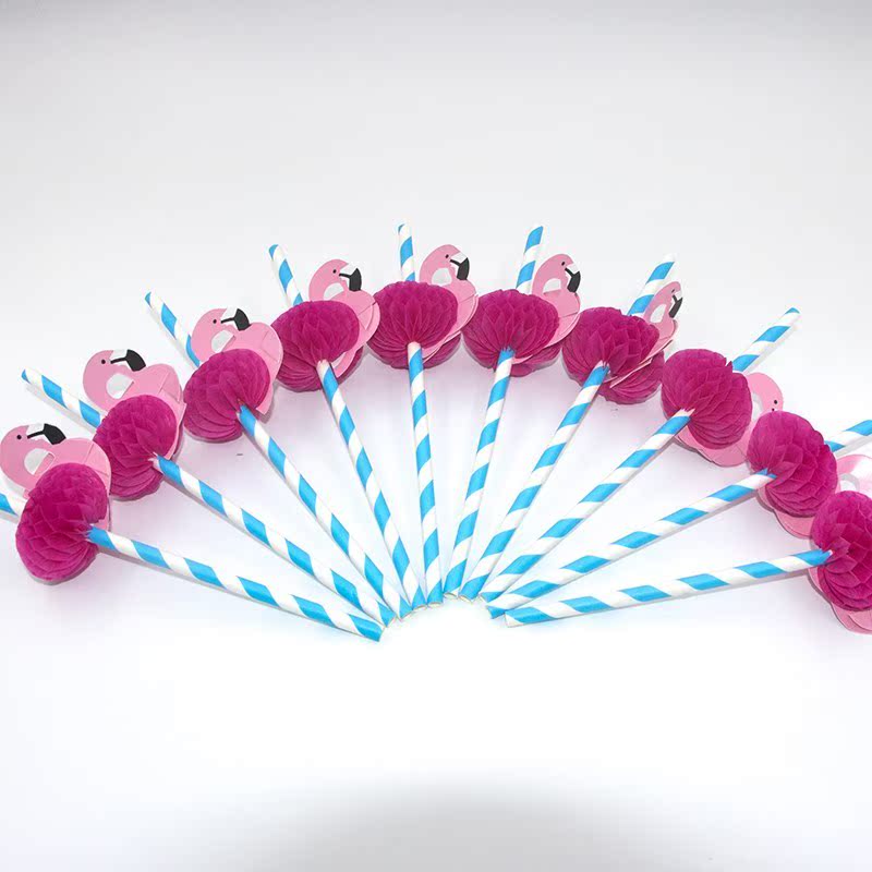 10/20PCS 3D Flamingo Drinking Straws Jungle Paper Straw - 图3