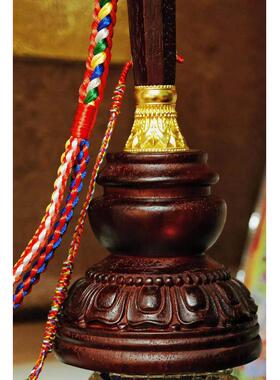 格萨尔王权杖实木底座木头底座高约11.5cm