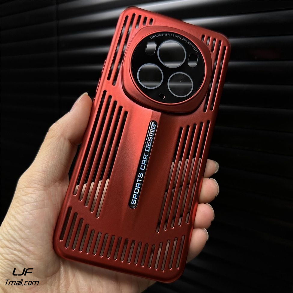 现代刀锋镜头适用荣耀Magic6pro手机壳散热magic6科技感炫酷黑全包PC套护镜钛银色金属漆商务男竖条镂空新款