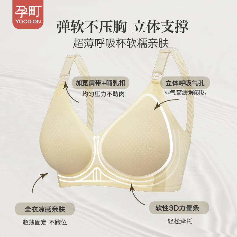 孕町孕妇大码哺乳内衣文胸夏季薄款产后喂奶孕期专用防下垂怀孕期 - 图0