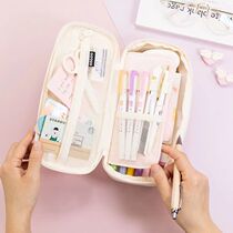 Girl Pen Bag Multilayer Thickened Elementary School Childrens Washable Retractable Large Capacity Flip-Type Folding Pencil Case Debarter