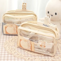 High-end three-layer capacity transparent pen bag girls version 2023 New junior high school lead pencil case girls primary school children high