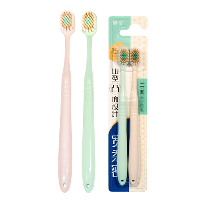 修洁宽头软毛牙刷国风牙刷情侣装家庭装4支
