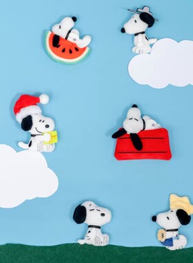 正版Snoopy史努比多彩日常系列毛绒胸针盲袋卡通可爱毛绒徽章礼物