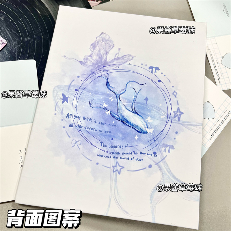 A5原创蓝鲸鱼卡册活页3寸四宫格高颜值ins硬壳追星爱豆小卡收纳册 - 图1