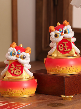 福旺醒狮树脂摆件新年治愈系