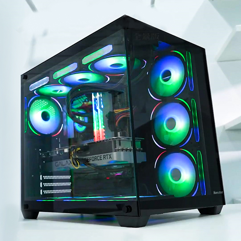 航嘉S980/S960海景房机箱电脑台式主机atx侧透全视版matx白色水冷 - 图2