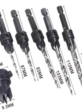 5pcs/set HSS 1/4 Hex Shank Screw Twist Drill Bits Set Drilli