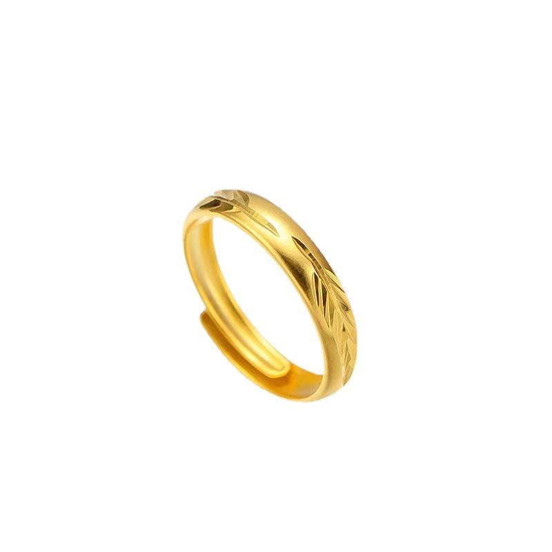 沙金戒指女款经典款越南男情侣结婚仿黄金色不掉色活口指环可调节