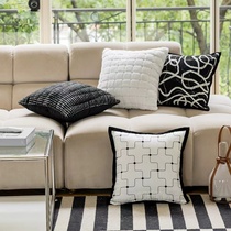 Pane Black & White Line Willy-style Extremely Simple Holding Pillow Home Leaning Pillow Sofa Pillowcase With Core Minarch Thickening Unwashed Back Cushion
