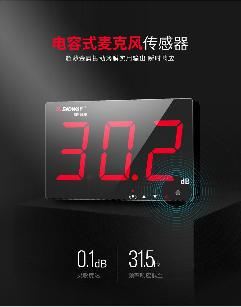 深达威噪音计壁挂式分贝仪环境酒吧KVT噪音检测仪迪吧室内声级计 - 图0