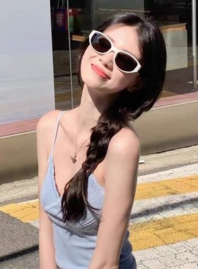 韩版奶白色猫眼墨镜高级感