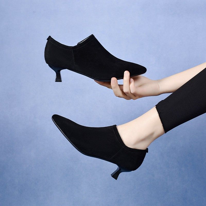 2025春季新款3公分低跟高跟鞋女细跟磨砂皮皮鞋小跟深口单鞋春秋,淘宝优惠券,粉丝福利购,淘宝优惠卷