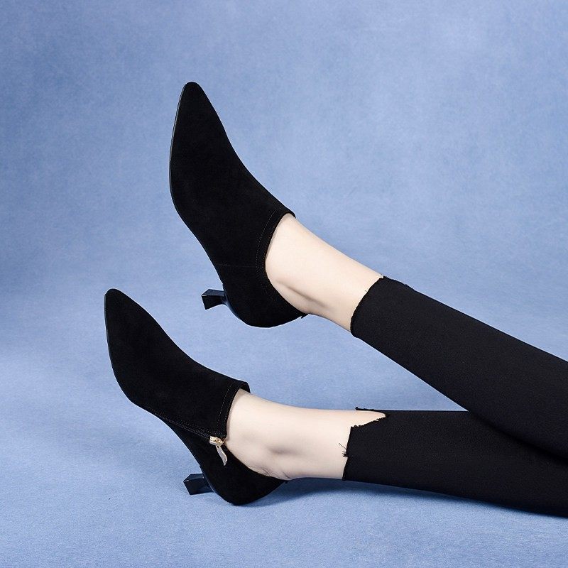 2025春季新款3公分低跟高跟鞋女细跟磨砂皮皮鞋小跟深口单鞋春秋,淘宝优惠券,粉丝福利购,淘宝优惠卷