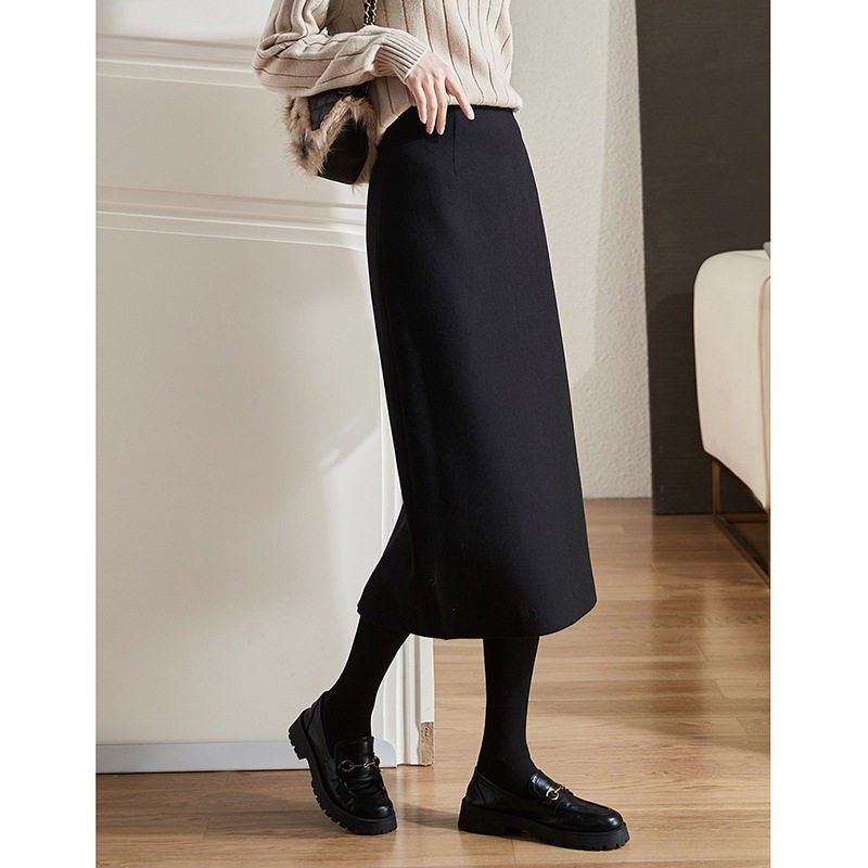 法国Rixo Rane 美到醉心?毛呢半身裙女秋冬加厚开叉高腰包臀裙子,淘宝优惠券,粉丝福利购,淘宝优惠卷