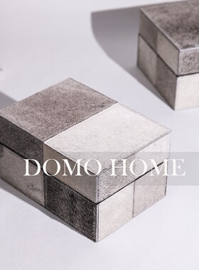 北欧风牛毛格子首饰盒样板间客厅卧室床头柜梳妆台装饰收纳摆件