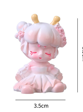 创意可爱娃娃元气女孩桌面树脂潮玩生日礼物盲盒幸运摆件