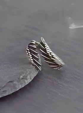 时尚设计开口羽毛戒指流行个性天使的翅膀男女情侣指环手饰品