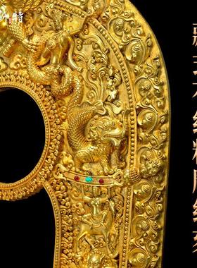 佛像底座加高铜鎏金带背光底座佛龛佛像家用财神度母客厅摆台摆件