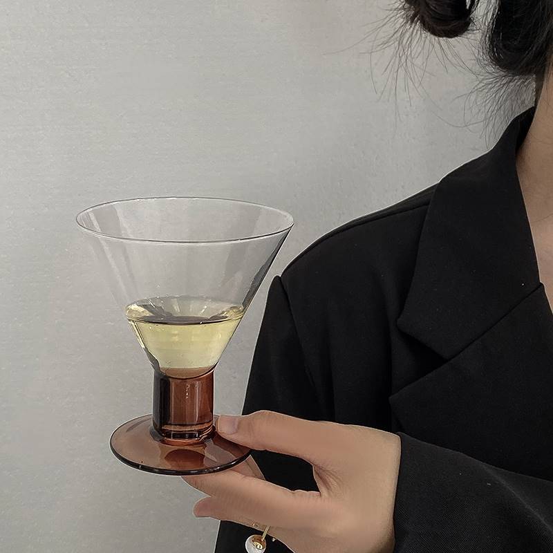 CMYD复古酒杯中古气泡酒杯子法式高颜值鸡尾酒杯小众玻璃杯高脚杯