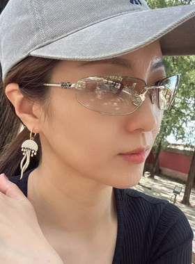 2025新款A50墨镜女款高级感曲面Y2K无框防晒太阳眼镜男款防紫外线