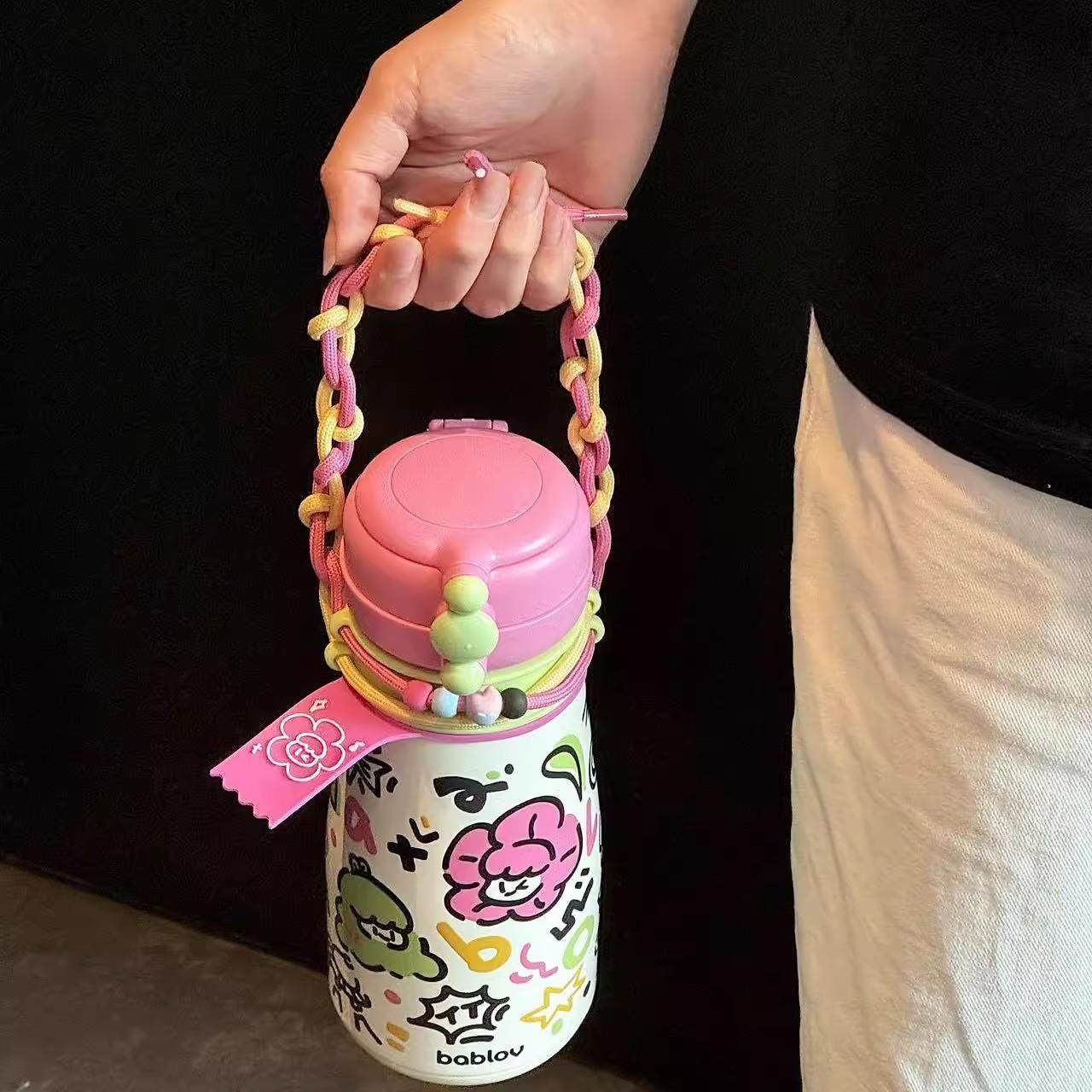 bablov保温杯女生高颜值水杯大容量吸管杯子学生便携不锈钢双饮杯,淘宝优惠券,粉丝福利购,淘宝优惠卷