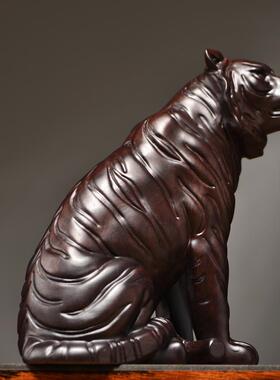 黑檀木雕老虎动物摆件实木十二生肖虎家居办公桌面摆设装饰工艺品