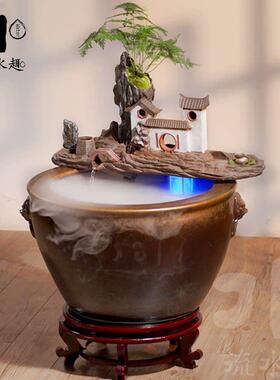 流水趣味陶瓷创意流水装置水景配件假山石槽鱼缸循环摆件过滤器装