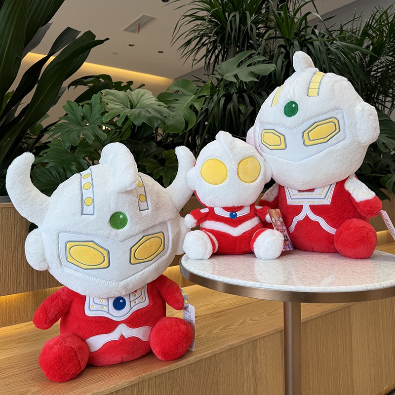 正版初代奥特曼公仔泰罗毛绒玩具玩偶安抚娃娃抱枕男女孩生日礼物 - 图0