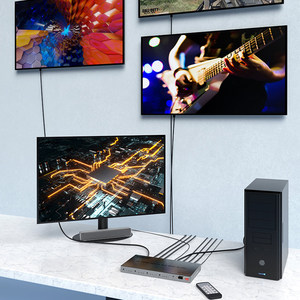 优霆 4K60HDMI矩阵4x4带音频光纤3.5四进四出切换分配器中控RS232