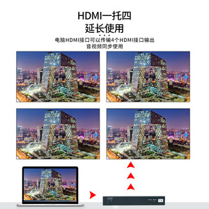 优霆 HDMI网线延长分配器50米 POC远传输工程应用接收端不用供电