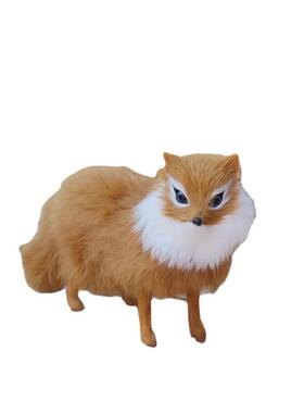 仿真狐仙真身供奉小白狐摆件狐仙黄狐狸玩偶摆件狐狸仙兔毛工艺品