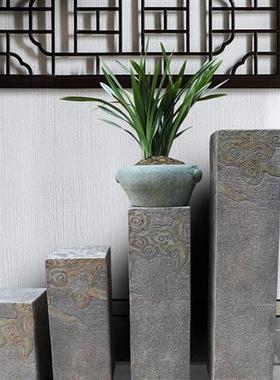 新中式祥云展示柱仿古落地摆件客厅玄关装饰摆设庭院花园盆栽底座