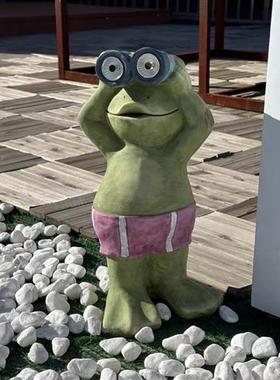 守望小卫士青蛙太阳能电子夜灯户外花园庭院落地装饰品摆件杂货