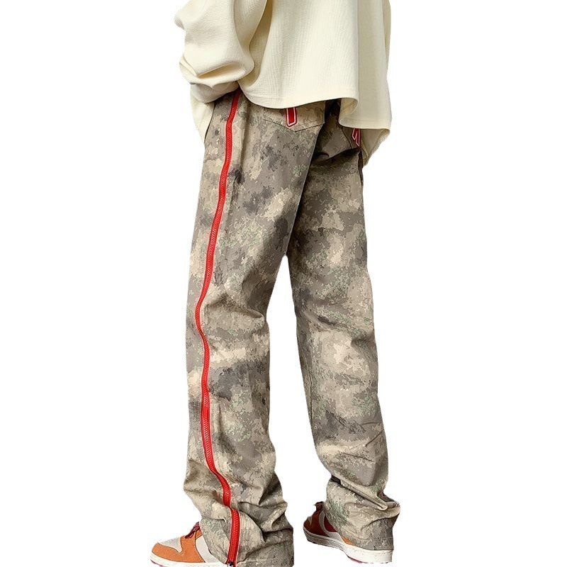 迷彩裤子高街美式工装裤男潮牌设计感小众直筒宽松冲锋长裤男生 - 图3